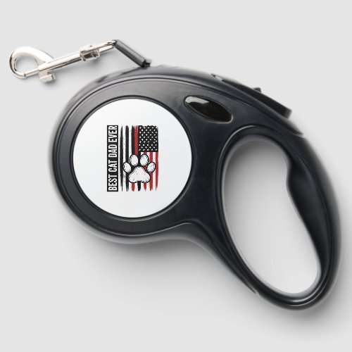 Best Cat Dad Ever Patriotic Paw Flag Design_1 Retractable Pet Leash