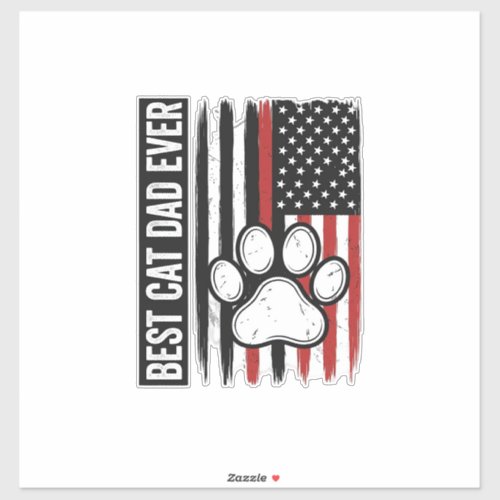 Best Cat Dad Ever Patriotic Paw Flag Design_1 Sticker