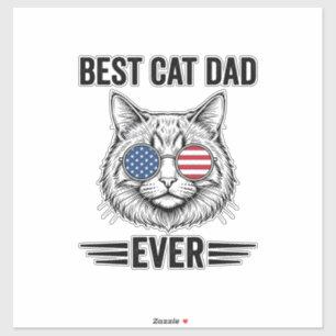 Best Cat Dad Ever Patriotic Vintage Cat Design_1 Sticker
