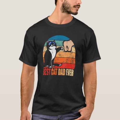 Best Cat Dad Ever Paw Fist Bump  Fathers Day T_Shirt