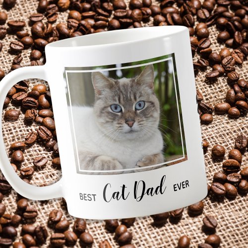 Best Cat Dad Ever_ Personalized Photo Cute Cat Dad Coffee Mug