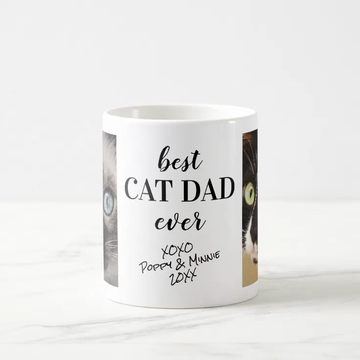 Best Cat Dad Ever Personalized Photos Names Coffee Mug Zazzle