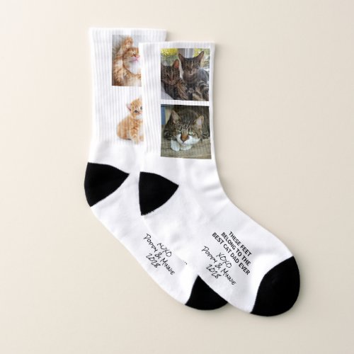 Best Cat Dad Ever Personalized Photos Socks