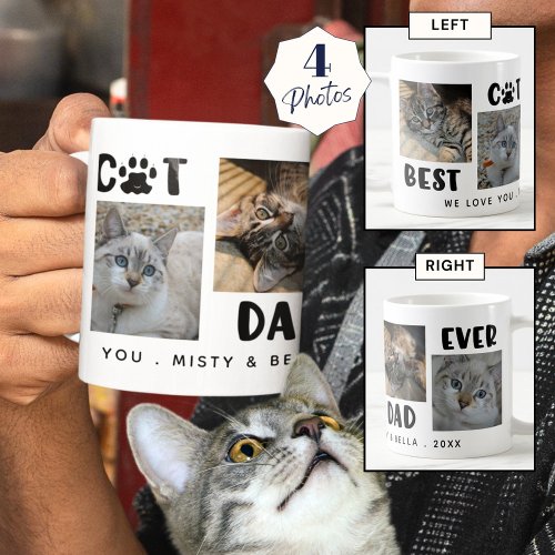 BEST CAT DAD EVER Photo Collage Paw Print Coffee Mug