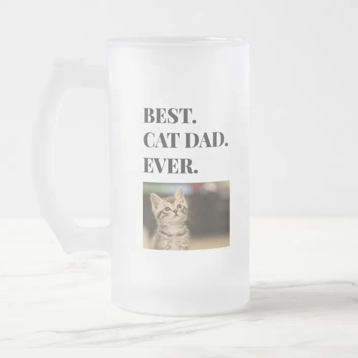 Novelty Mug for Beer Perfect Gift 500ml Best Cat Dad Ever Vatertag Pint Glass Mug Frosted Transparent Stein 