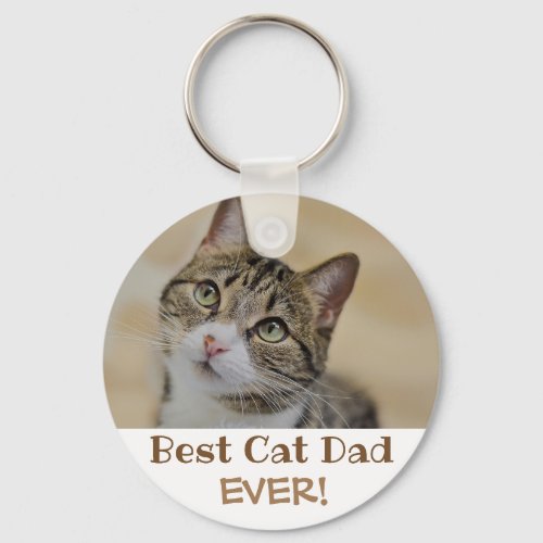 Best Cat Dad Ever Photo Keychain