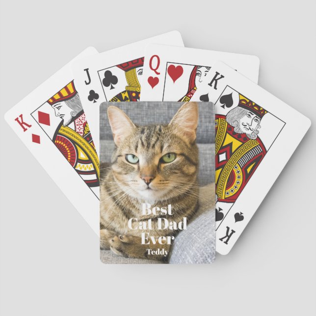 Best Cat Dad Ever Photo  Poker Cards (Back)