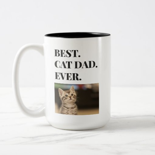 Baskı Dükkanı Best Cat Dad Ever Retro Design Beyaz 330 ml Porselen Kupa Bardak
