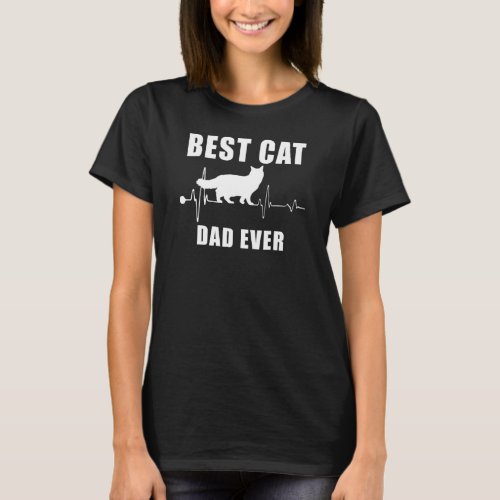 Best Cat Dad Ever Ragdoll Cat Heartbeat Kitten T_Shirt