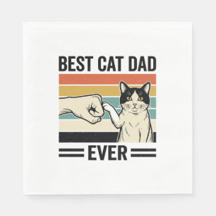 Best Cat Dad Ever Retro Cat Fist Bump Shirt_1 Napkins