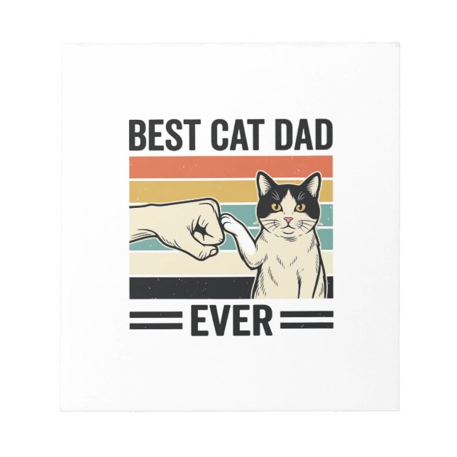 Best Cat Dad Ever Retro Cat Fist Bump Shirt_1 Notepad (Front)