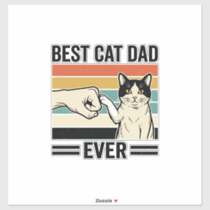 Best Cat Dad Ever Retro Cat Fist Bump Shirt_1 Sticker