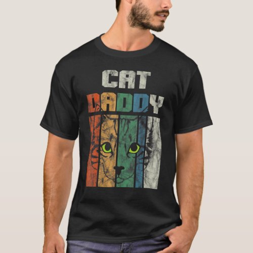 Best Cat Dad Ever Retro Father's Day Vintage Cat D T-Shirt