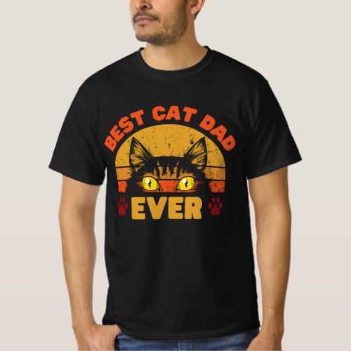  Best Cat Dad Ever Retro Sunset Cat Dad Custom T_Shirt