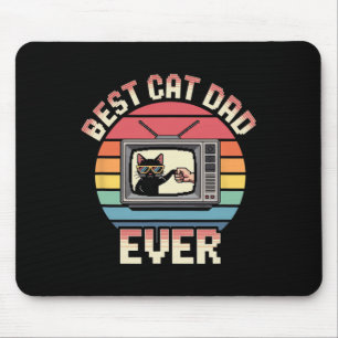 Best Cat Dad Ever Retro Vintage Cat Dad Men Mouse Pad
