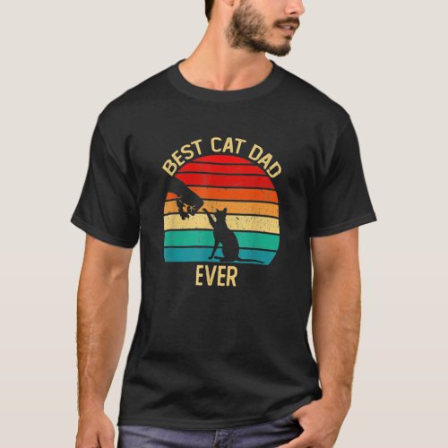 Best Cat Dad Ever Retro Vintage Gift Paw Fist Bump T_Shirt