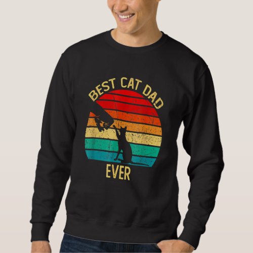 Best Cat Dad Ever Retro Vintage  Paw Fist Bump Sweatshirt