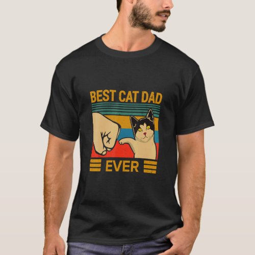 Best Cat Dad Ever Retro Vintage  T_Shirt
