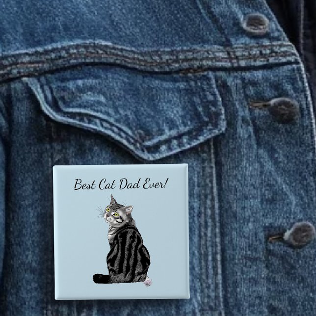 Best Cat Dad Ever Silver Tabby Father's Day Button (Creator Uploaded)