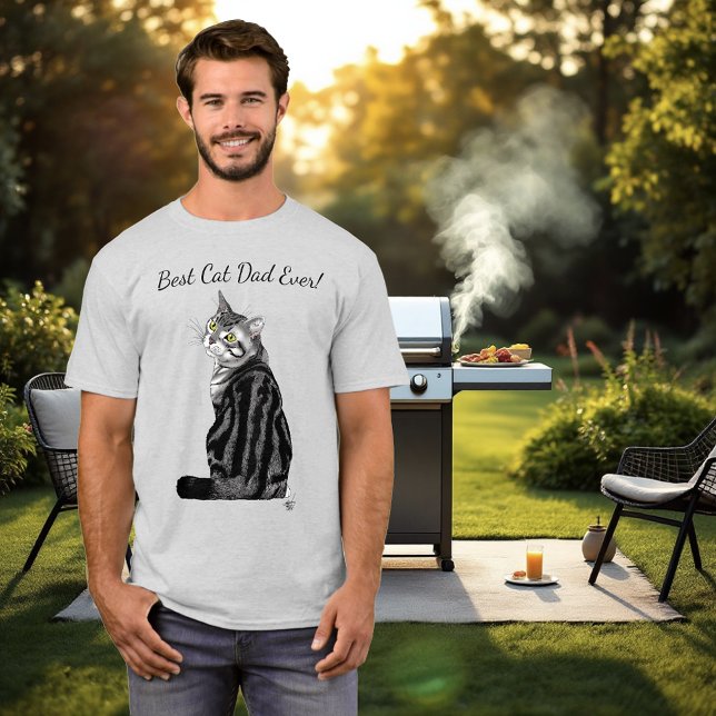 Best Cat Dad Ever Silver Tabby Father's Day T-Shirt (Creator Uploaded)