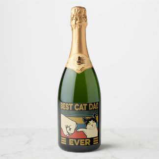 Best Cat Dad Ever Sparkling Wine Label