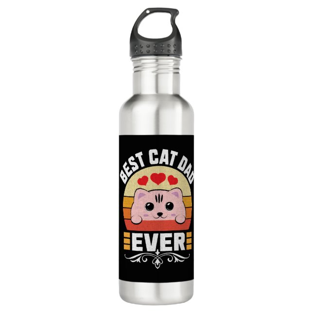 Best Cat Dad Ever              Stainless Steel Water Bottle (Front)