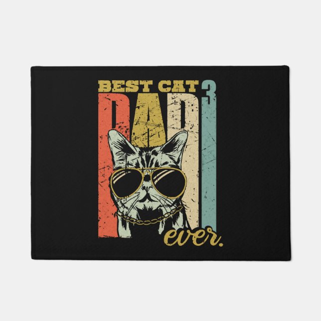 Best Cat Dad ever three cats triple cat dad Doormat (Front)