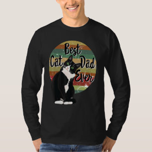 Best Cat Dad Ever Tuxedo Father's Day Funny Retro T-Shirt