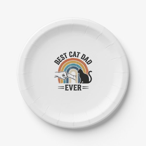 Best Cat Dad Ever Vintage Cat Lover Design_1 Paper Plates