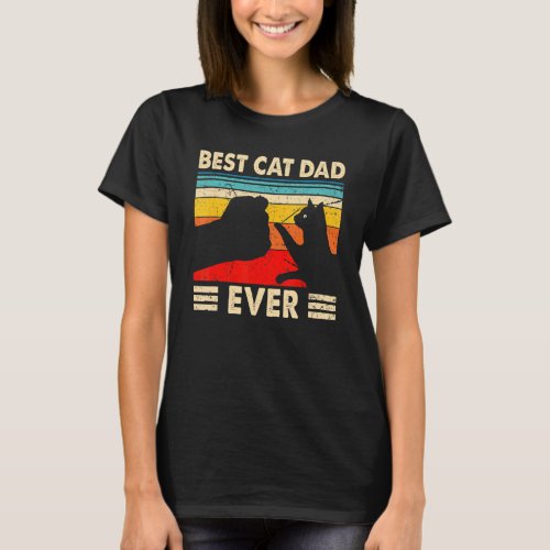 Best Cat Dad Ever Vintage Retro Cat Daddy Cat T_Shirt