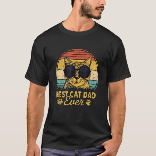 Best Cat Dad Ever Vintage Retro Cat Sunglasses Kit T_Shirt
