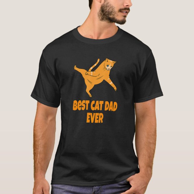 Best Cat Dad Ever With Orange Kitten T-Shirt (Front)