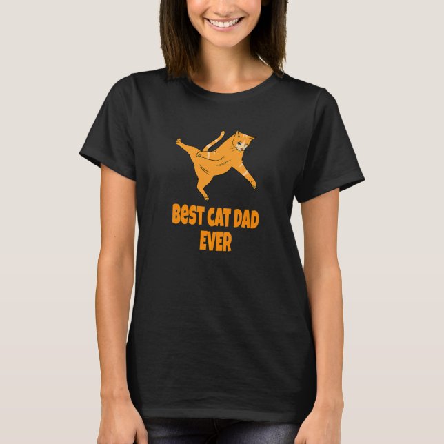 Best Cat Dad Ever With Orange Kitten T-Shirt (Front)