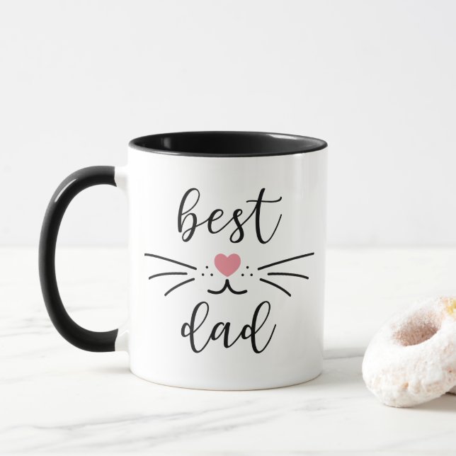 Best Cat Dad Kitty Face Mug (With Donut)