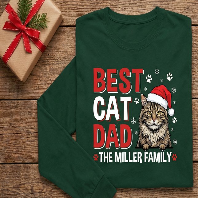 Best Cat Dad Personalized family  name christmas T-Shirt (Creator Uploaded)