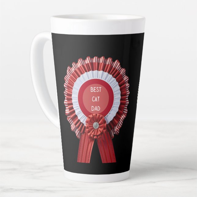 Best Cat Dad Pet Owner Custom Photo Father's Day Latte Mug (Left Angle)