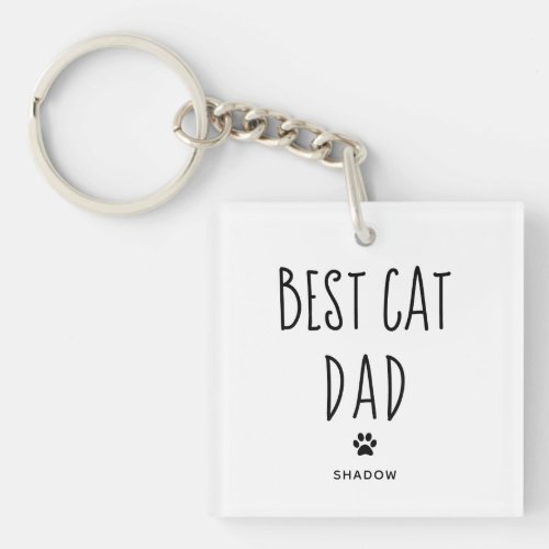 Best Cat Dad  Photo Back and Handwritten Text Keychain