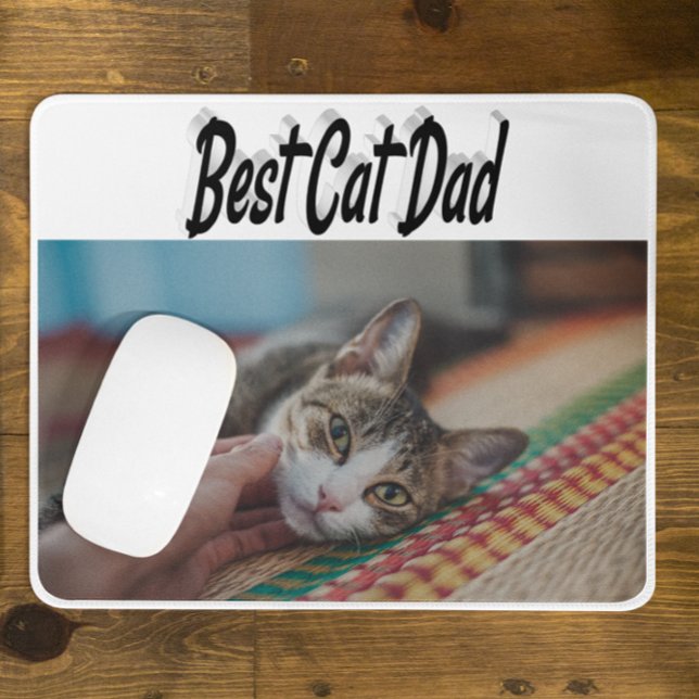 Best Cat Dad Photo Black  text Mouse Pad (Creator Uploaded)