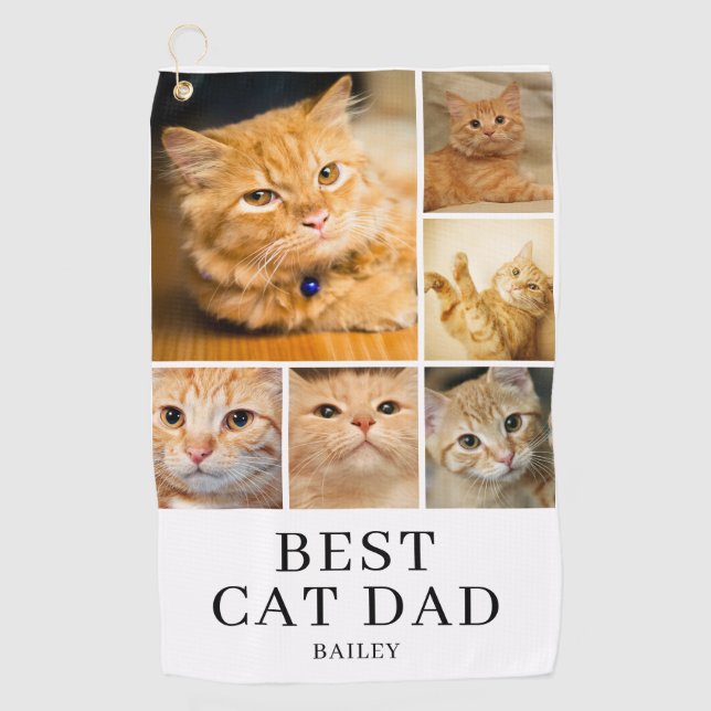 Best Cat Dad Photo Personalized  Golf Towel (Front)