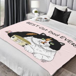 Best Cat Dad Spoiled Calico Father’s Day Pink Fleece Blanket