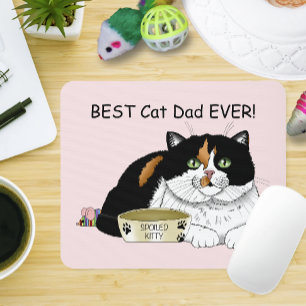 Best Cat Dad Spoiled Calico Father’s Day Pink Mouse Pad