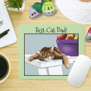 Best Cat Dad Sweet Tabby Cat Father’s Day Green Mouse Pad