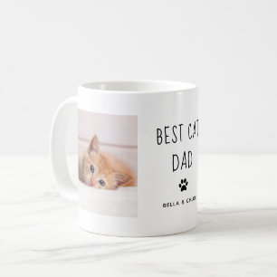 Best Cat Dad   Two Photo Handwritten Text Coffee Mug
