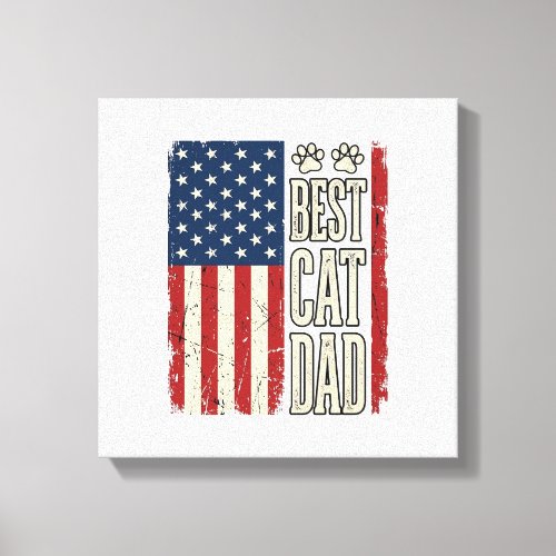 Best Cat Dad Vintage Flag Shirt Design_1 Canvas Print