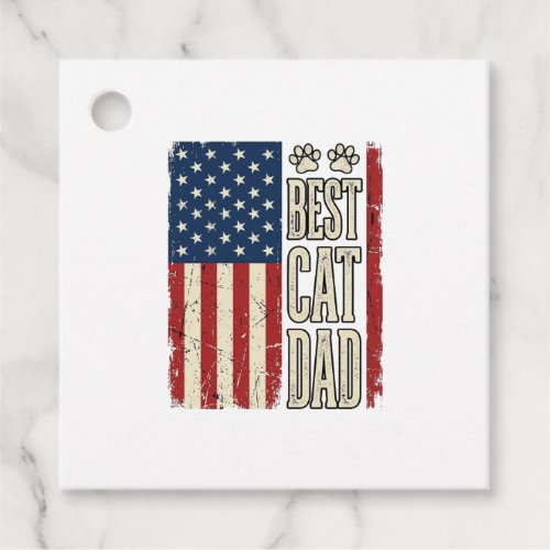 Best Cat Dad Vintage Flag Shirt Design_1 Favor Tags