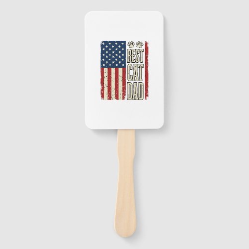 Best Cat Dad Vintage Flag Shirt Design_1 Hand Fan