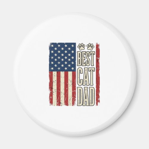 Best Cat Dad Vintage Flag Shirt Design_1 Magnet