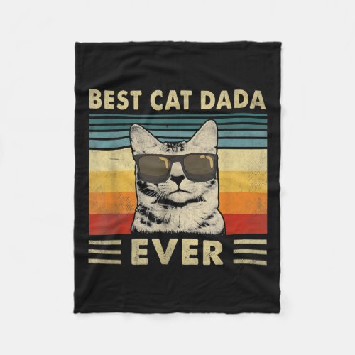 Best Cat Dada Ever Vintage Retro Cat Dad Father Fleece Blanket