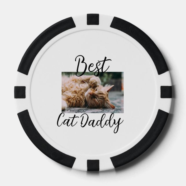 Best cat Daddy parents pet photo dad mom simple  Poker Chips (Front)