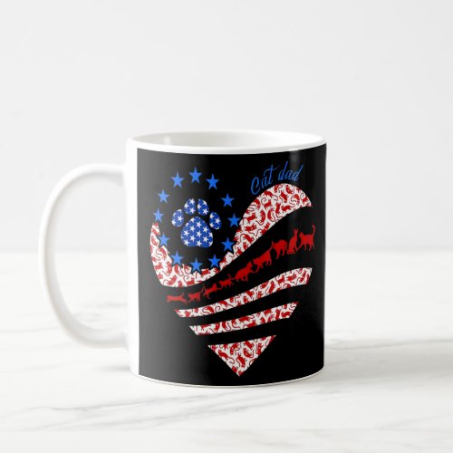 Best Cat Dat Ever American Flag Heart  Coffee Mug